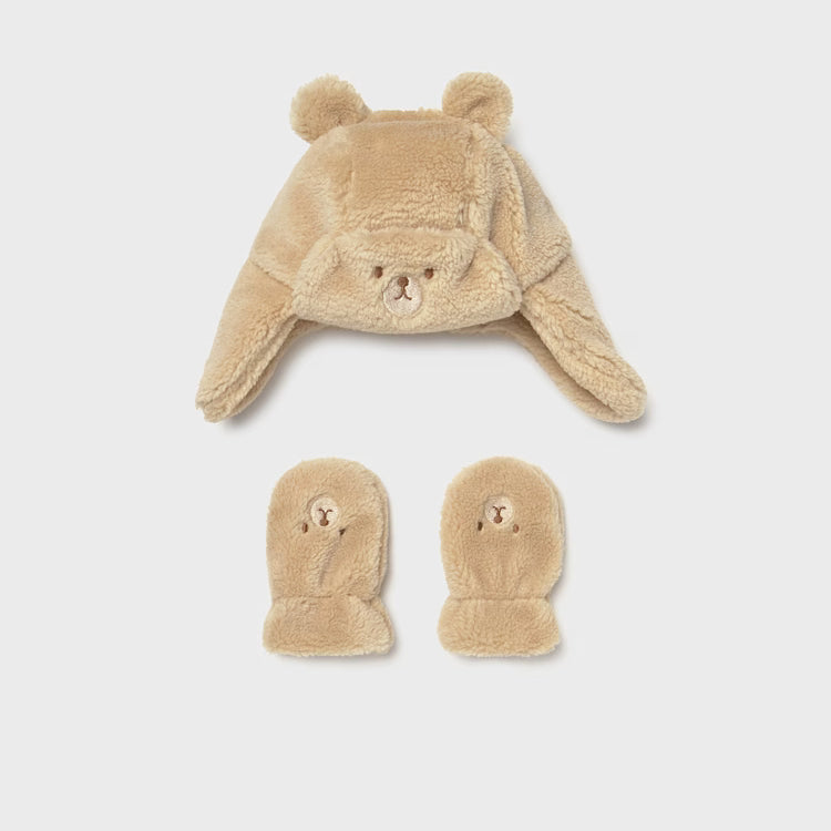 MAYORAL SHERPA HAT + MITTENS SET - LATTE