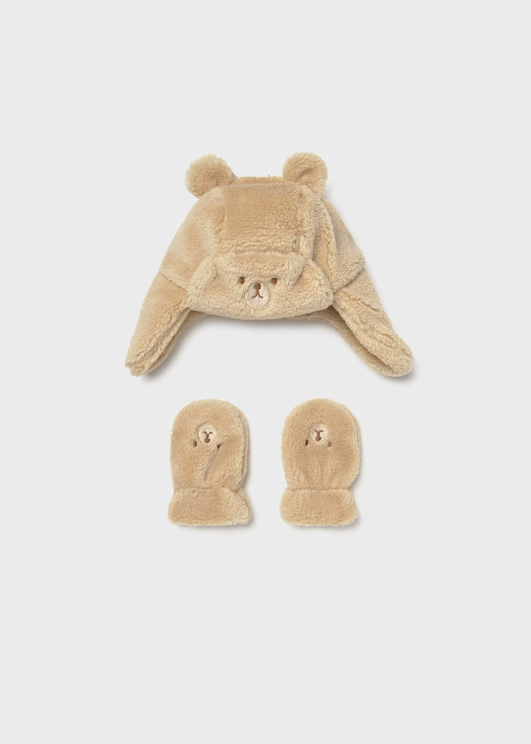 MAYORAL SHERPA HAT + MITTENS SET - LATTE