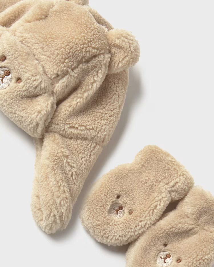 MAYORAL SHERPA HAT + MITTENS SET - LATTE