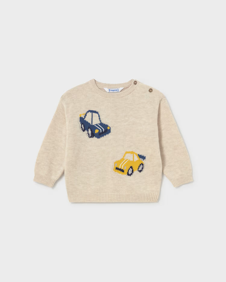 MAYORAL PRINTED KNIT SWEATER - STONE