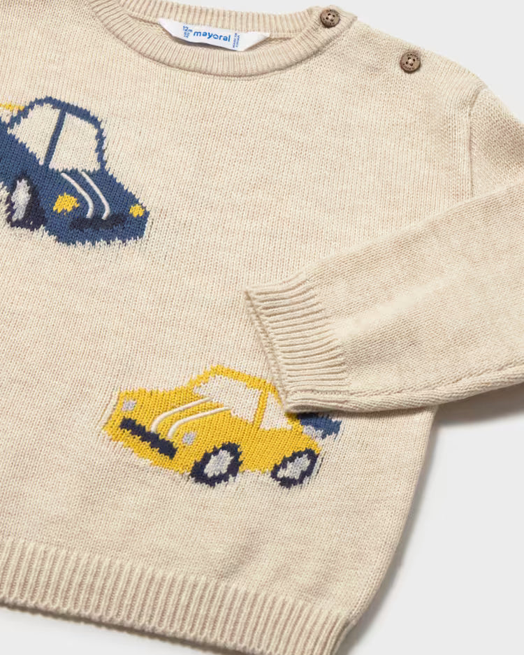 MAYORAL PRINTED KNIT SWEATER - STONE