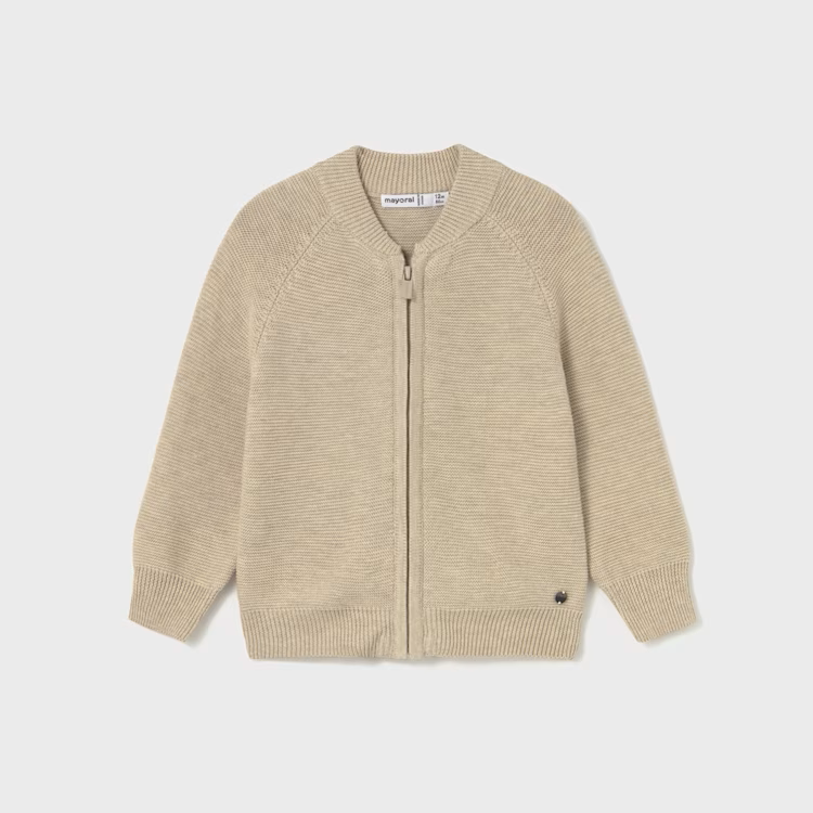 MAYORAL ZIP CARDIGAN - BRIGHT BEIGE