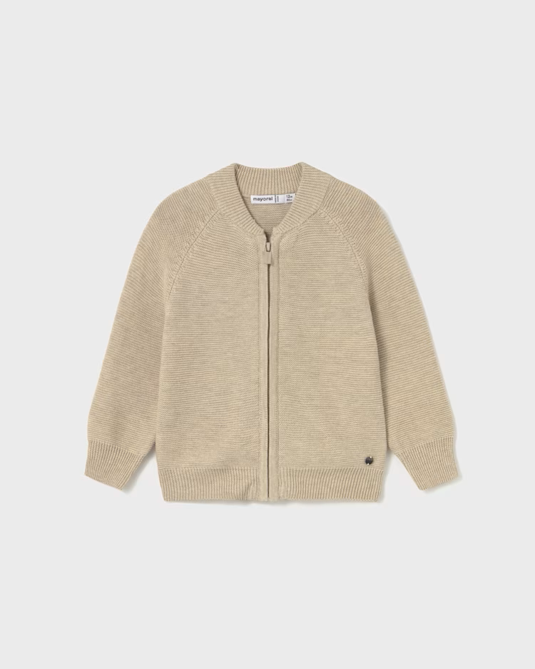 MAYORAL ZIP CARDIGAN - BRIGHT BEIGE