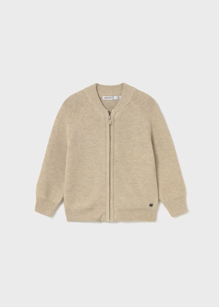 MAYORAL ZIP CARDIGAN - BRIGHT BEIGE