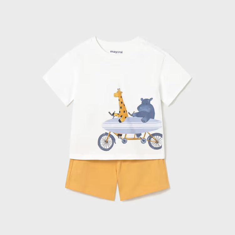 MAYORAL 2PC SHORTS + TEE SET - PEACH