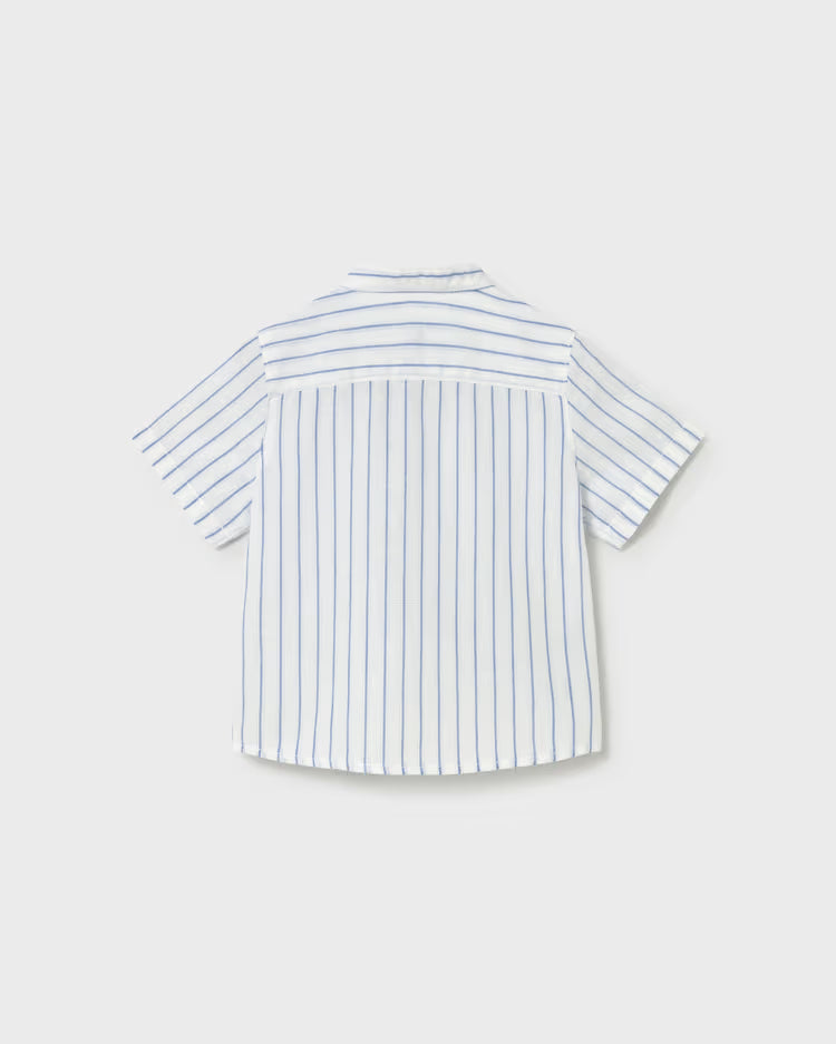 MAYORAL MANDARIN COLLAR LINEN SHIRT - OCEAN STRIPE