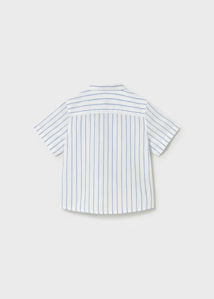 MAYORAL MANDARIN COLLAR LINEN SHIRT - OCEAN STRIPE