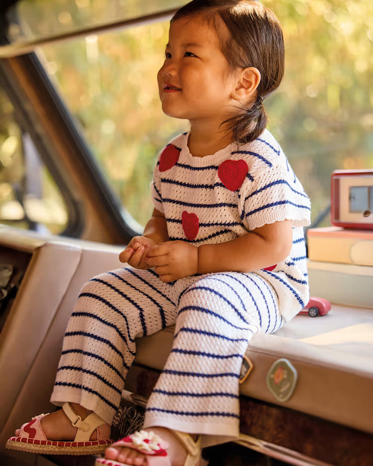 MAYORAL 2PC KNIT PANTS + TEE SET - NATURAL