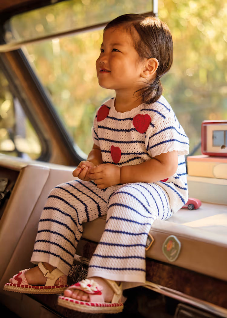 MAYORAL 2PC KNIT PANTS + TEE SET - NATURAL