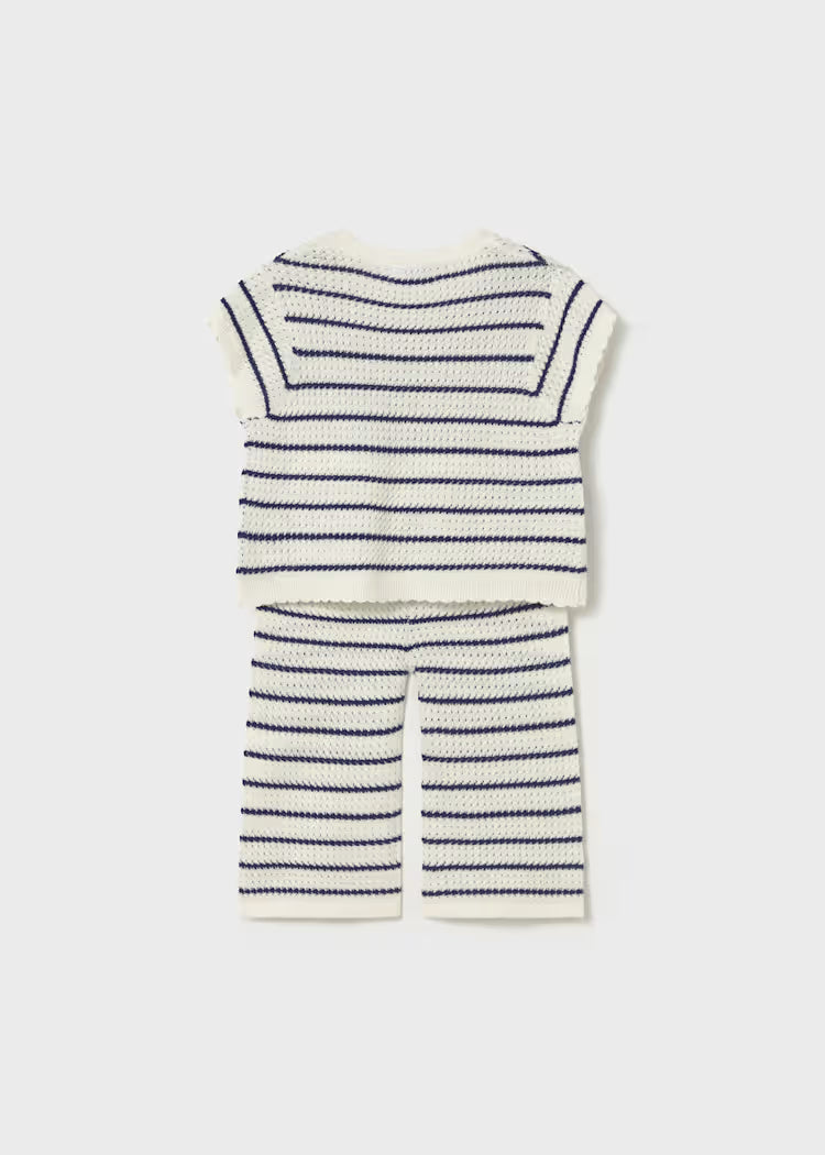 MAYORAL 2PC KNIT PANTS + TEE SET - NATURAL