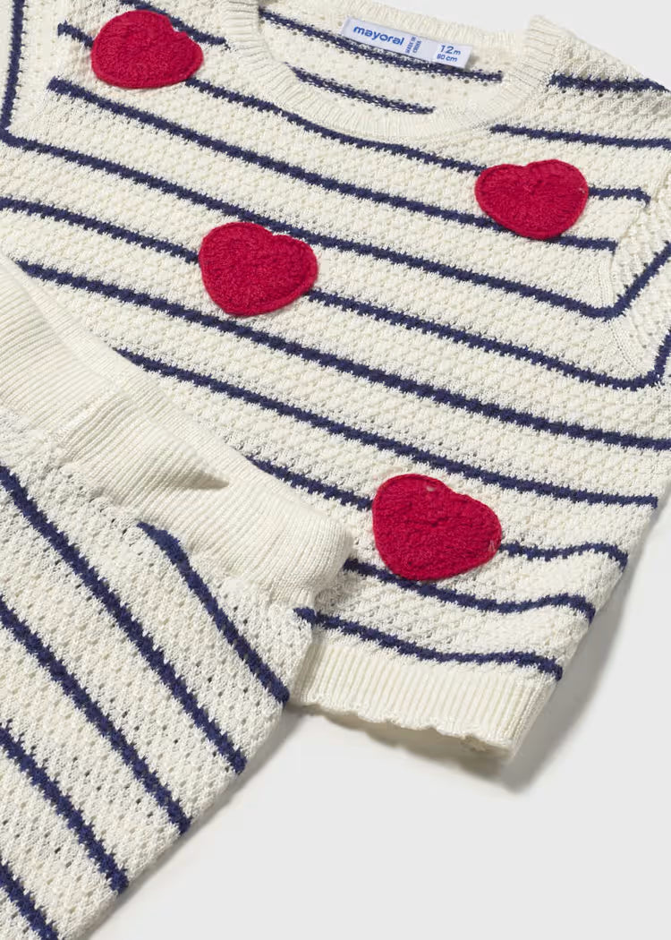 MAYORAL 2PC KNIT PANTS + TEE SET - NATURAL