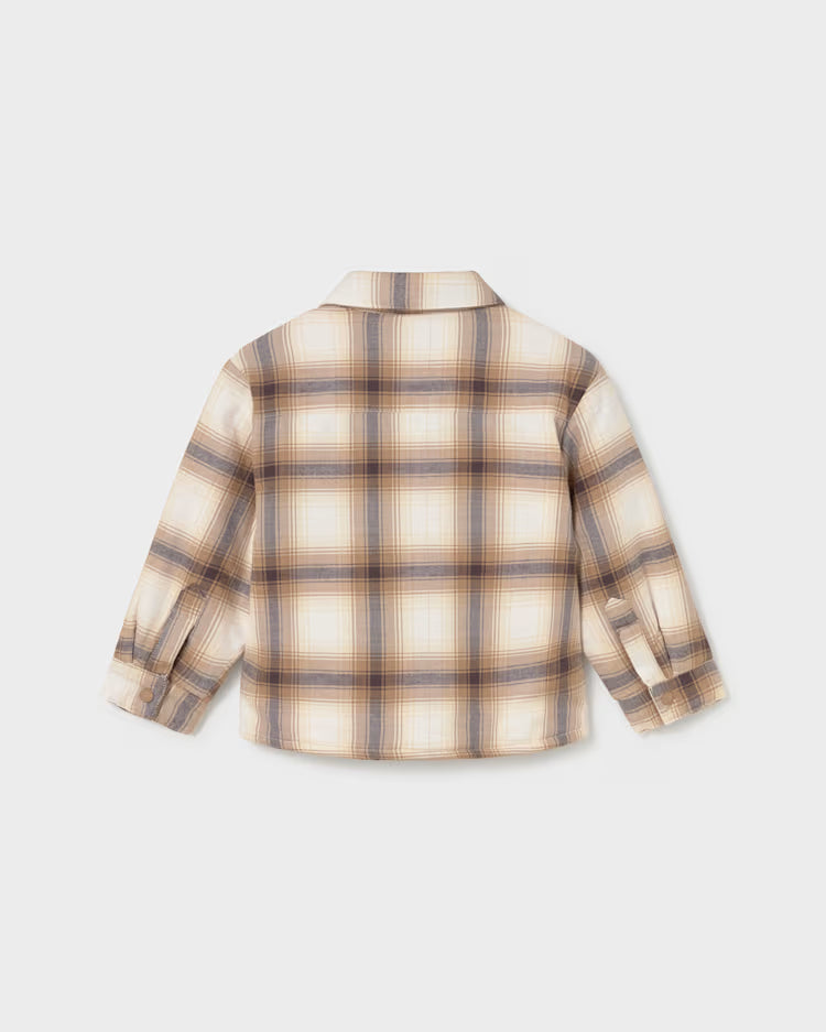 MAYORAL PLAID COLLARED COAT - COOKIE