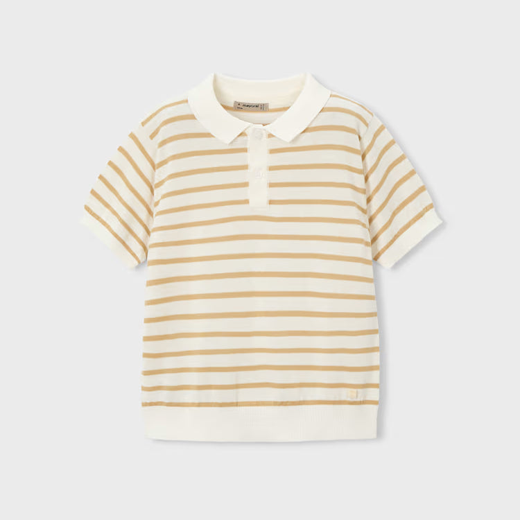 MAYORAL SS POLO - CREAM BROWN