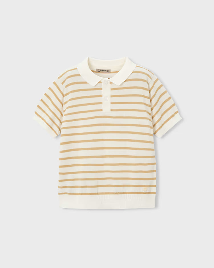 MAYORAL SS POLO - CREAM BROWN