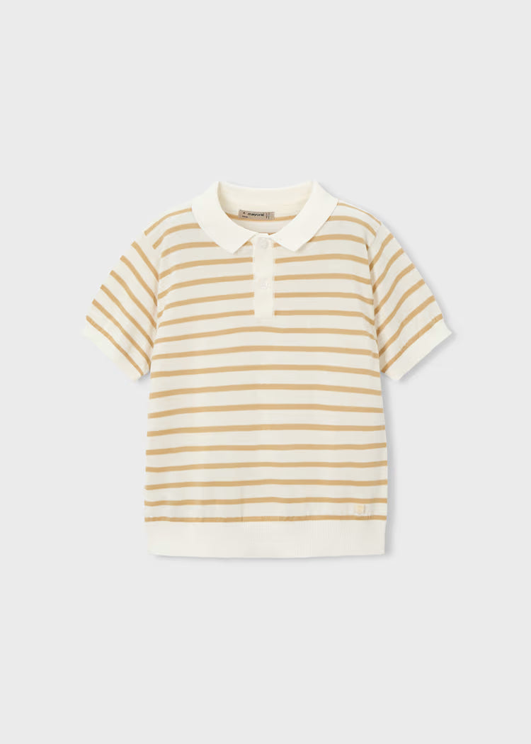 MAYORAL SS POLO - CREAM BROWN