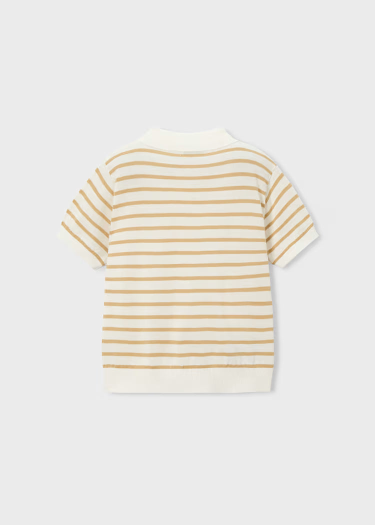 MAYORAL SS POLO - CREAM BROWN