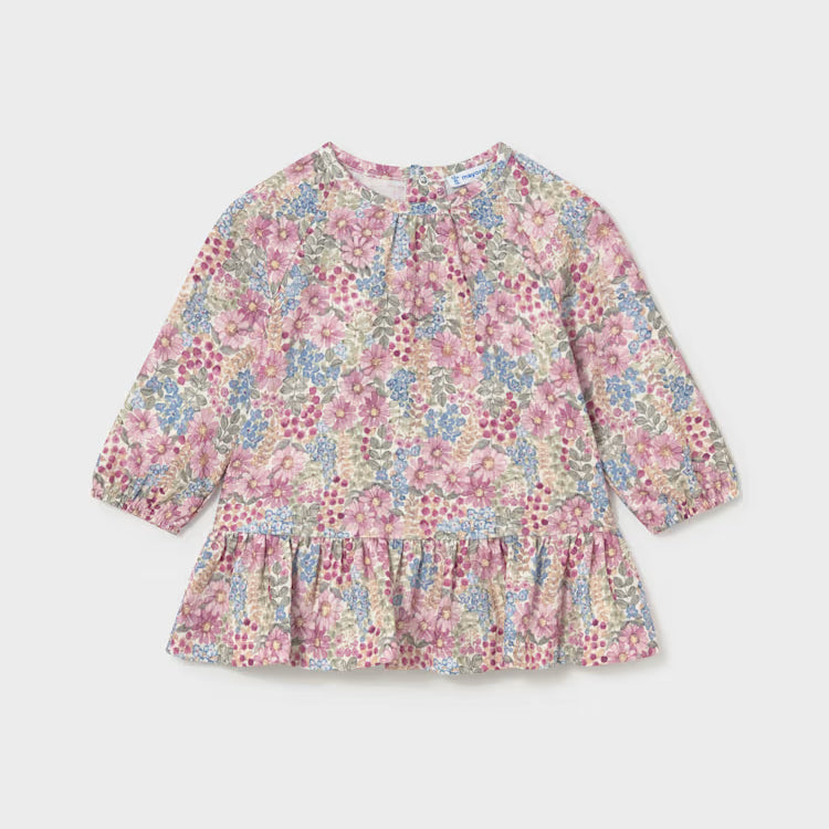 MAYORAL PRINTED CRINKLE COTTON DRESS - MAUVE