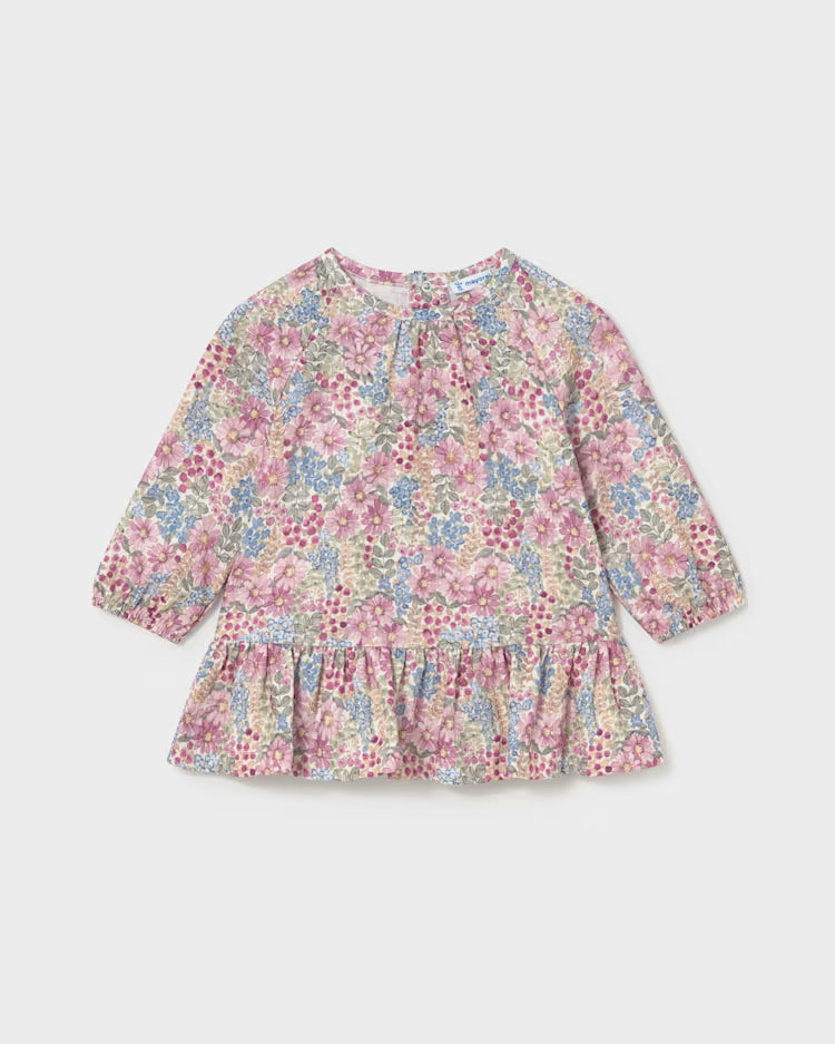 MAYORAL PRINTED CRINKLE COTTON DRESS - MAUVE