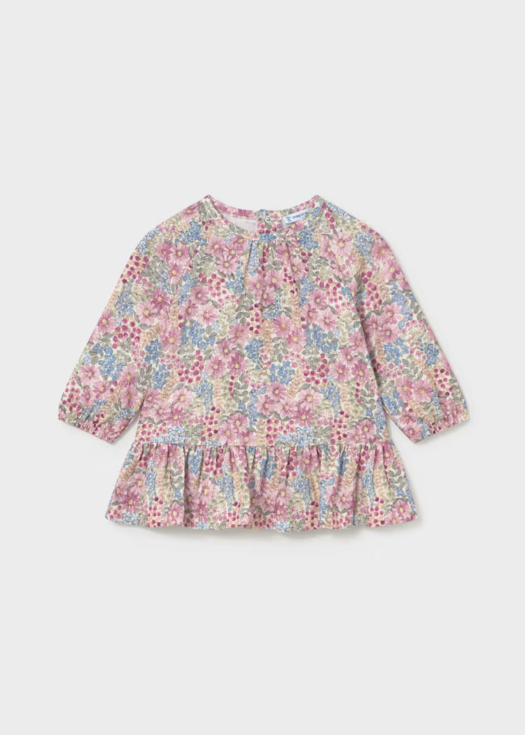 MAYORAL PRINTED CRINKLE COTTON DRESS - MAUVE