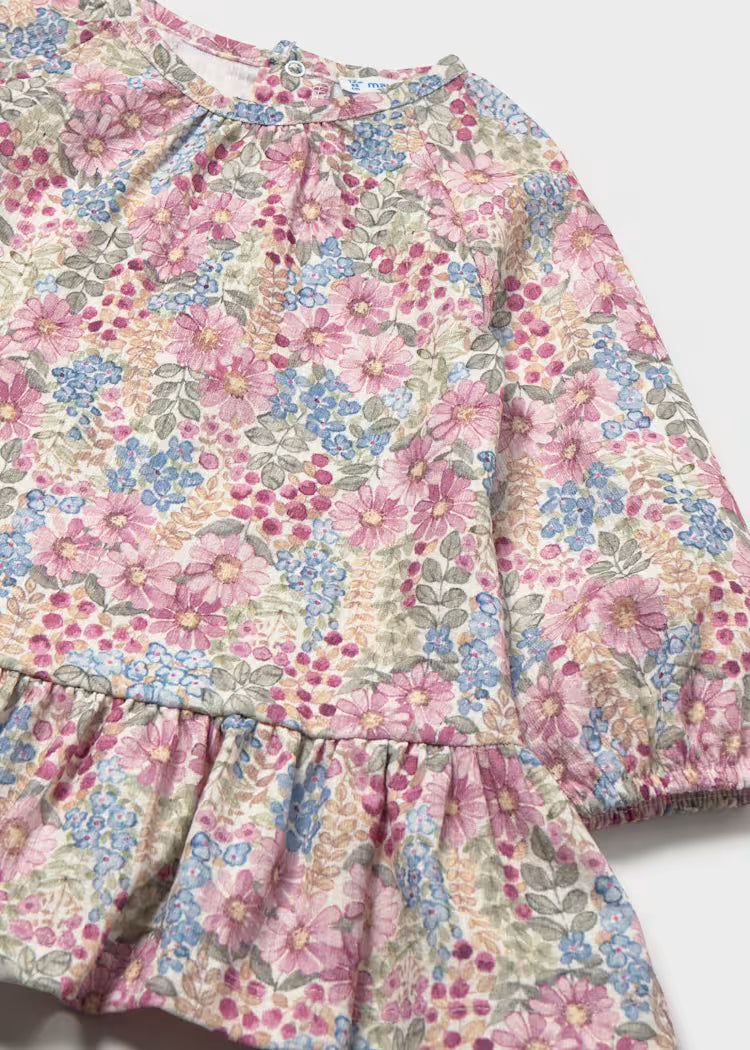 MAYORAL PRINTED CRINKLE COTTON DRESS - MAUVE