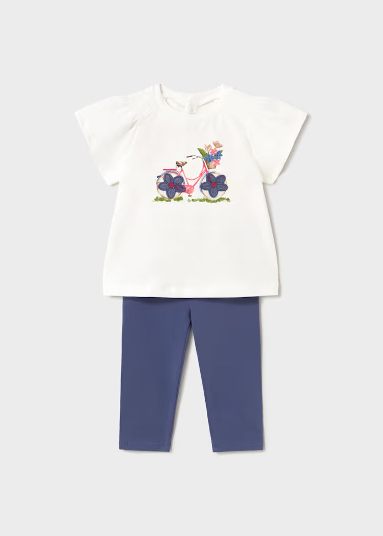 MAYORAL PRINTED LEGGING + TEE SET - PORCELAIN