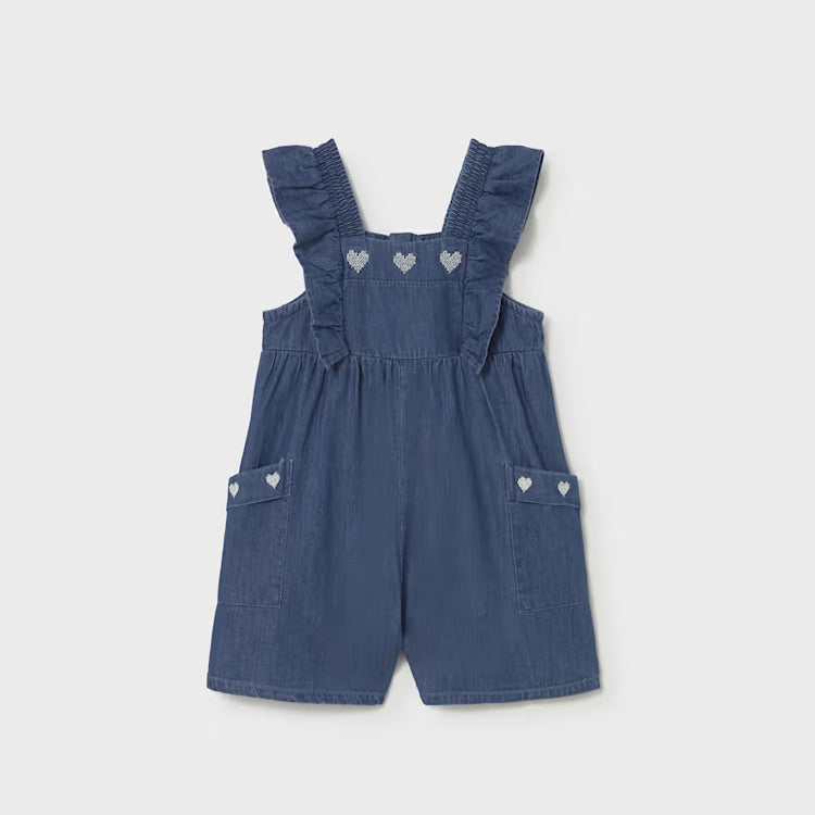 MAYORAL RUFFLED ROMPER - DARK DENIM
