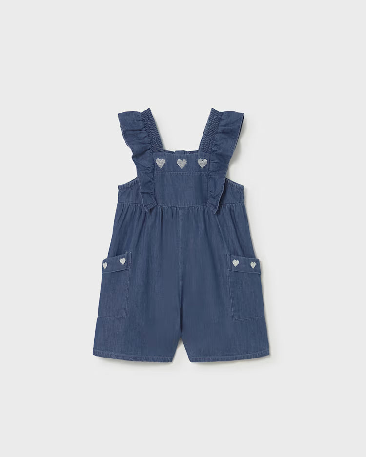 MAYORAL RUFFLED ROMPER - DARK DENIM