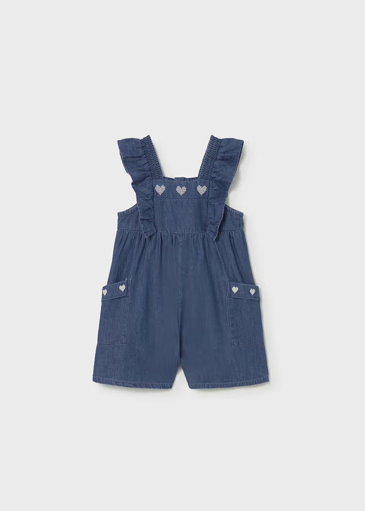 MAYORAL RUFFLED ROMPER - DARK DENIM