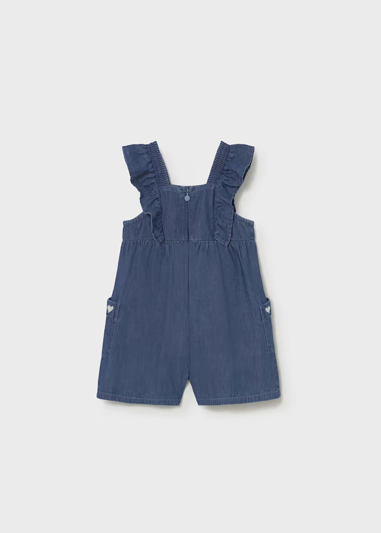 MAYORAL RUFFLED ROMPER - DARK DENIM