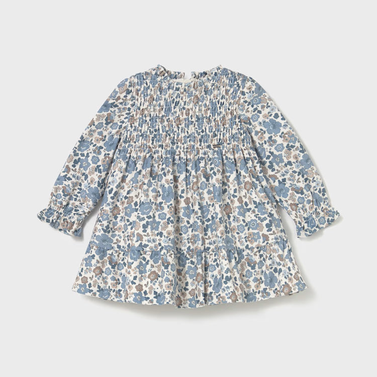 MAYORAL PRINTED VELVET DRESS - BLUE BELL