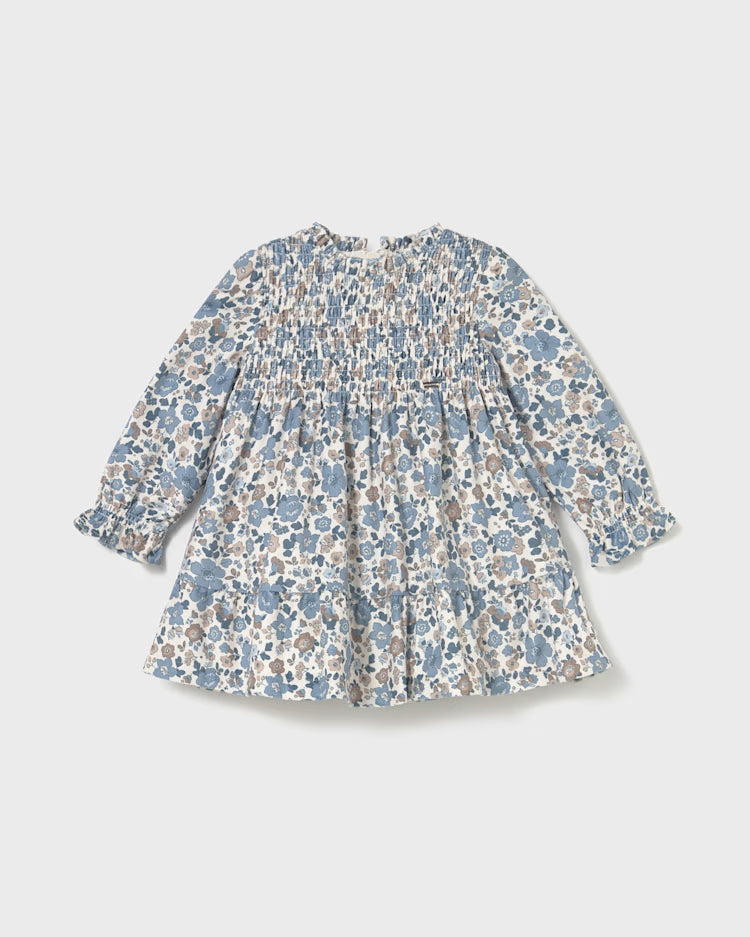MAYORAL PRINTED VELVET DRESS - BLUE BELL