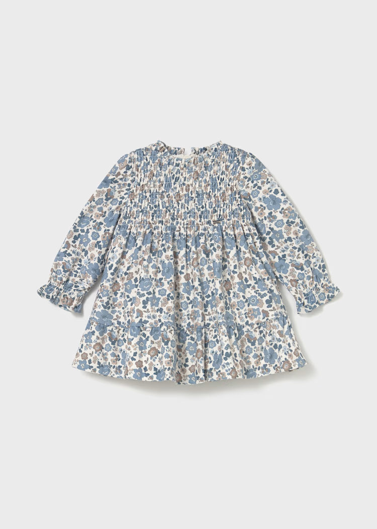 MAYORAL PRINTED VELVET DRESS - BLUE BELL