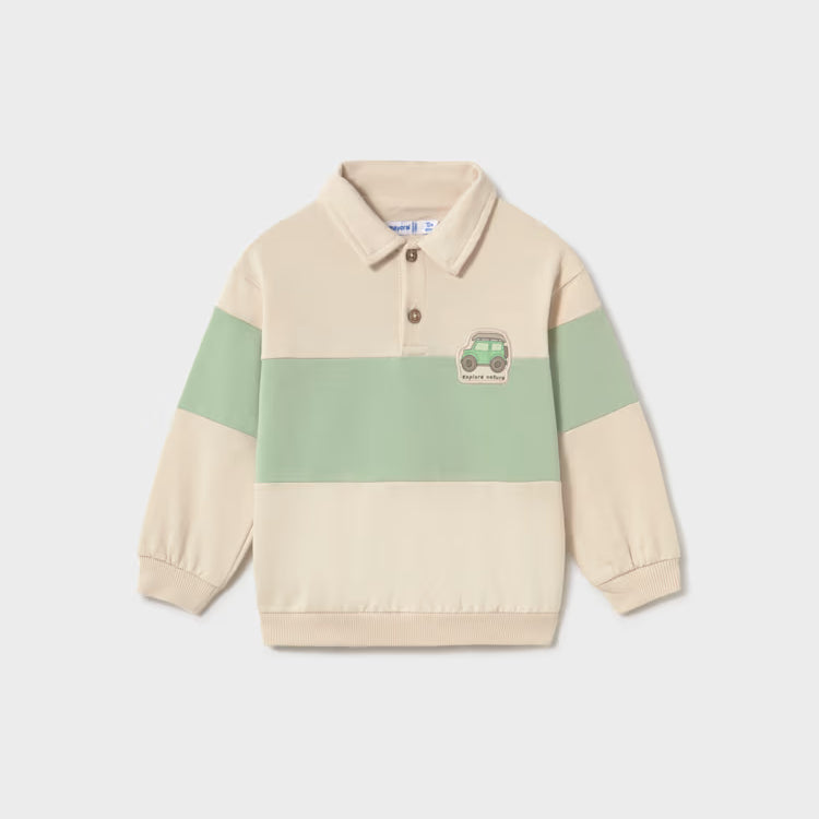 MAYORAL STRIPED POLO PULLOVER - HEMP