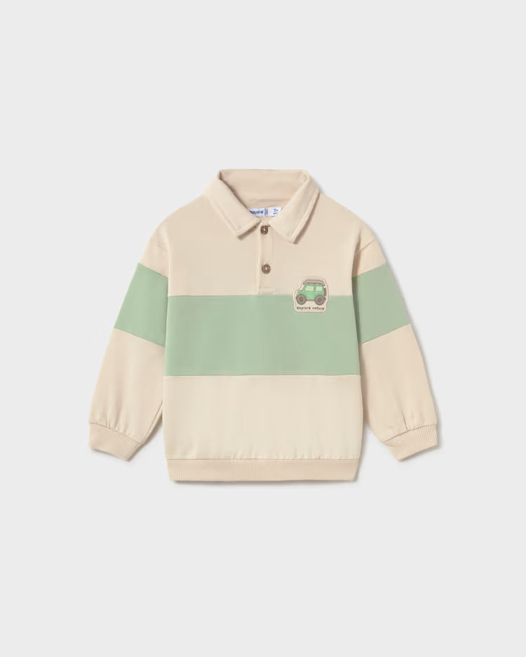 MAYORAL STRIPED POLO PULLOVER - HEMP