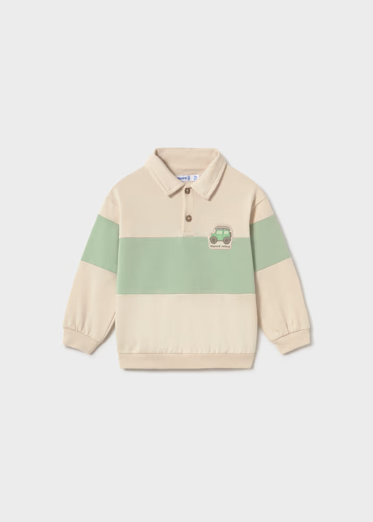 MAYORAL STRIPED POLO PULLOVER - HEMP