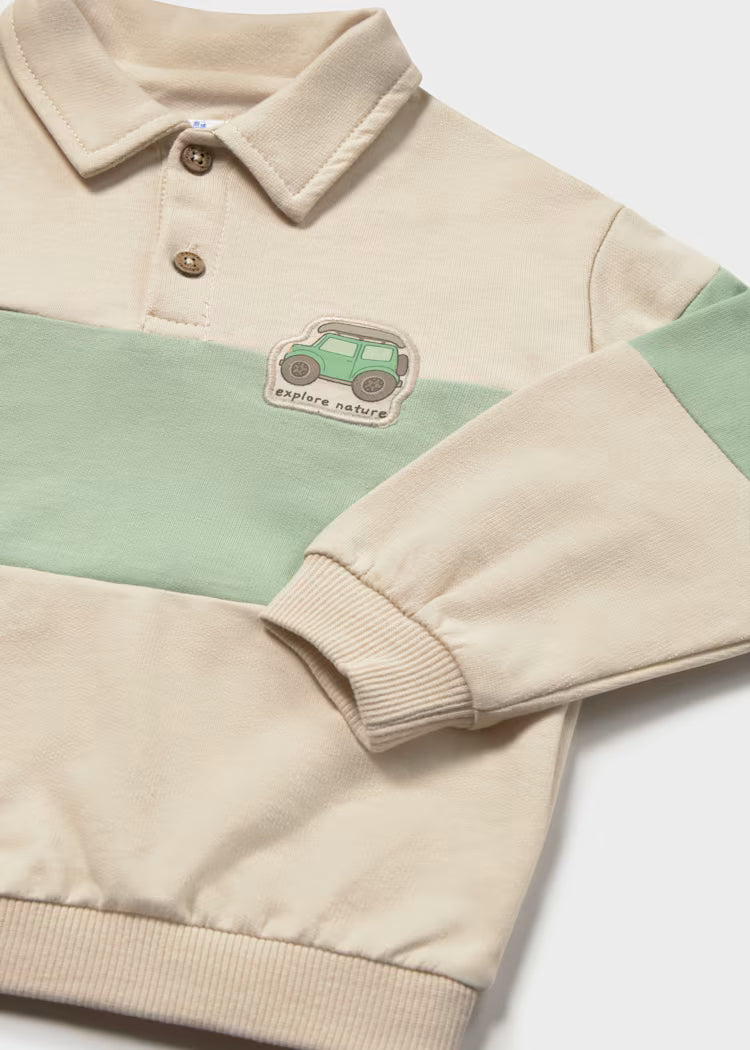 MAYORAL STRIPED POLO PULLOVER - HEMP