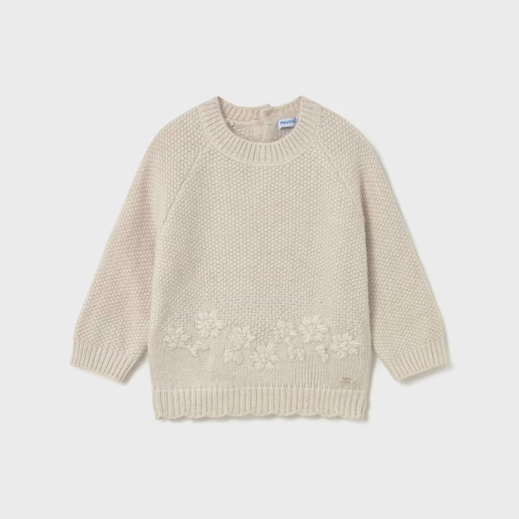MAYORAL EMBROIDERED FLOWERS SWEATER - SAND
