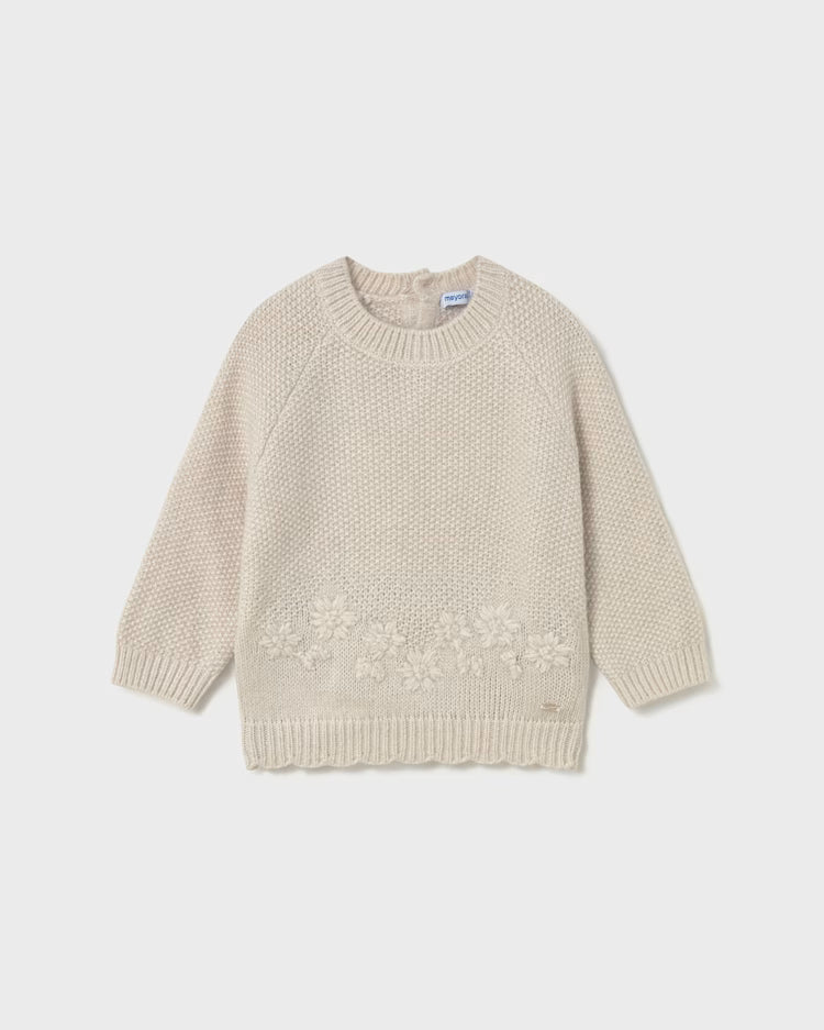 MAYORAL EMBROIDERED FLOWERS SWEATER - SAND