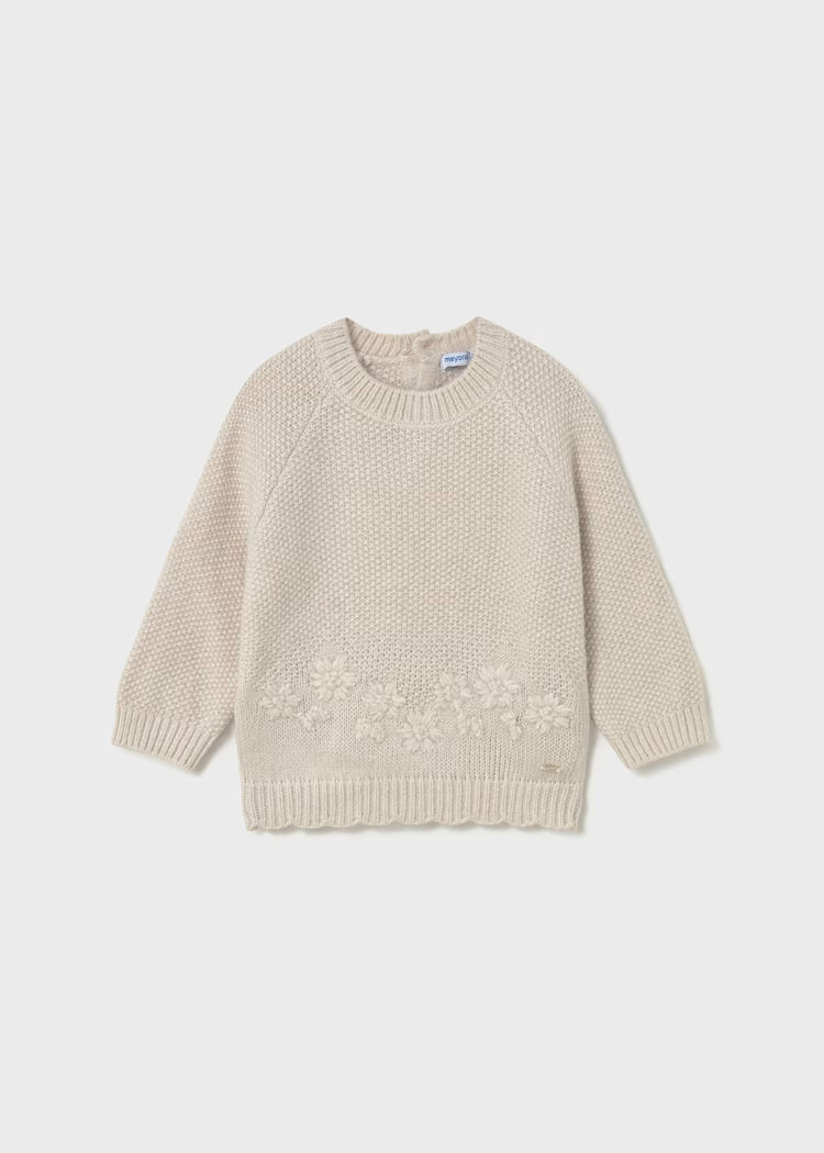 MAYORAL EMBROIDERED FLOWERS SWEATER - SAND