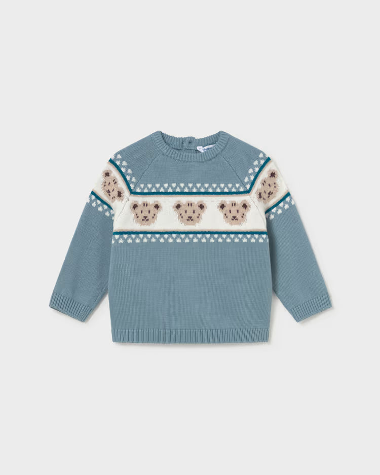 MAYORAL PRINTED KNIT SWEATER - ARCTIC BLUE