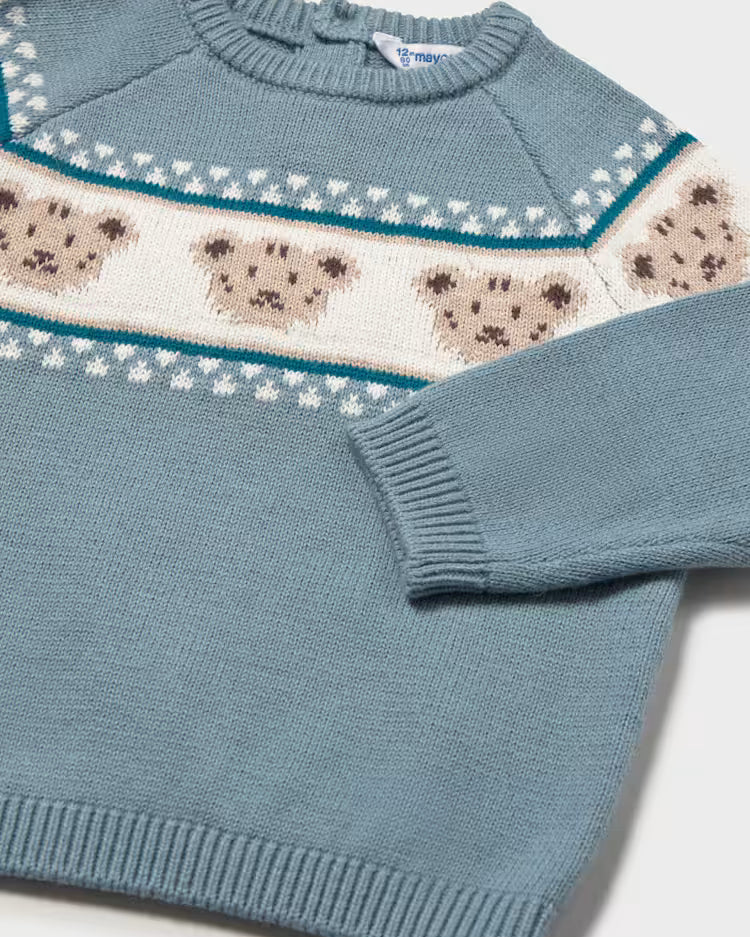 MAYORAL PRINTED KNIT SWEATER - ARCTIC BLUE