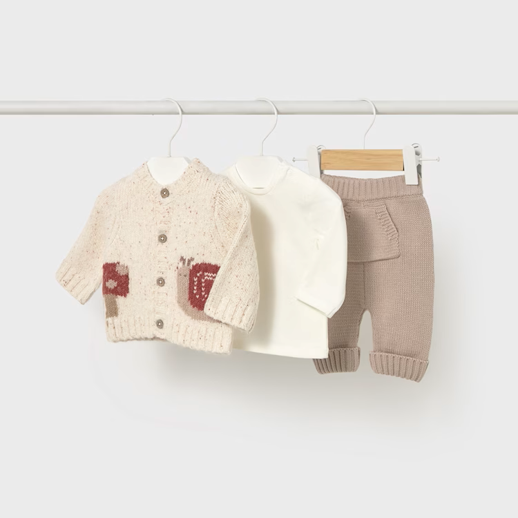 MAYORAL 3PC KNIT SET - DUNE HEATHER