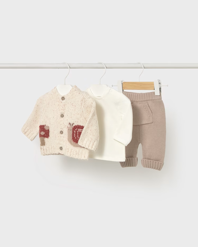 MAYORAL 3PC KNIT SET - DUNE HEATHER