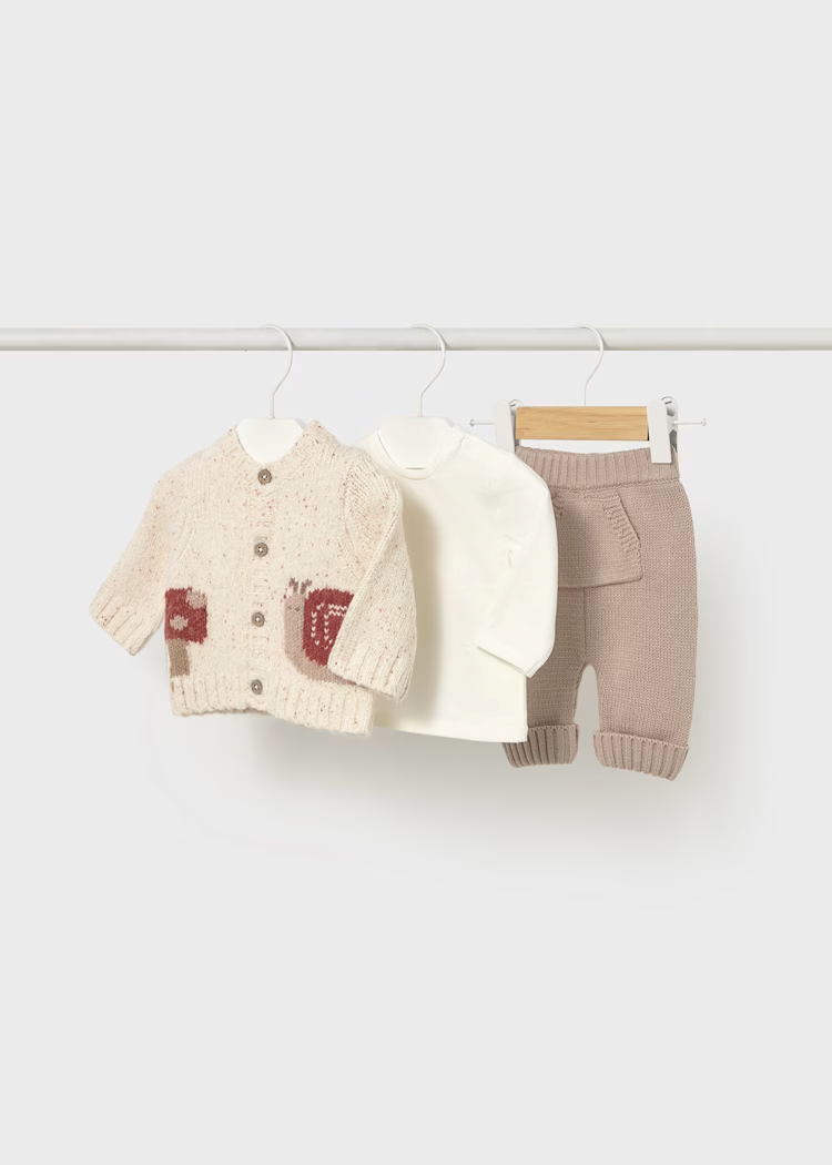 MAYORAL 3PC KNIT SET - DUNE HEATHER