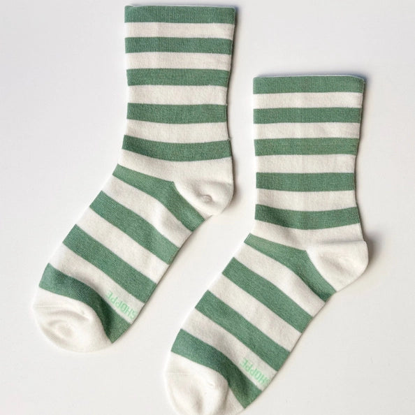 LE BON SHOPPE WALLY SOCKS - WIDE MATCHA STRIPE