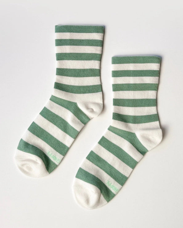 LE BON SHOPPE WALLY SOCKS - WIDE MATCHA STRIPE