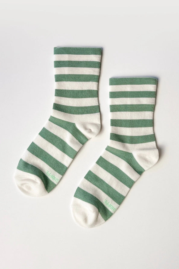 LE BON SHOPPE WALLY SOCKS - WIDE MATCHA STRIPE