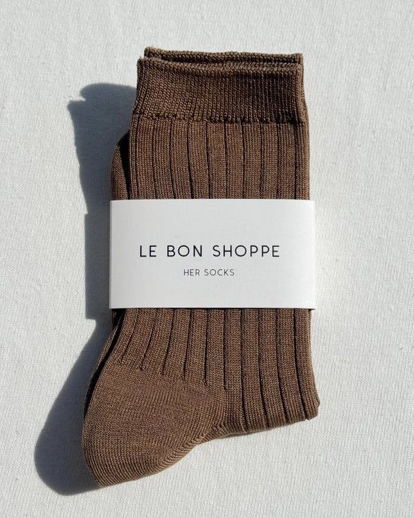 LE BON SHOPPE HER SOCKS - DARK TAN