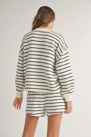 STRIPED TERRY SHIRT - NAVY