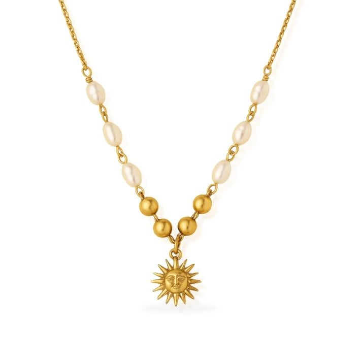 SUNNY SUNDAY ISLAND GIRL PEARL NECKLACE - GOLD